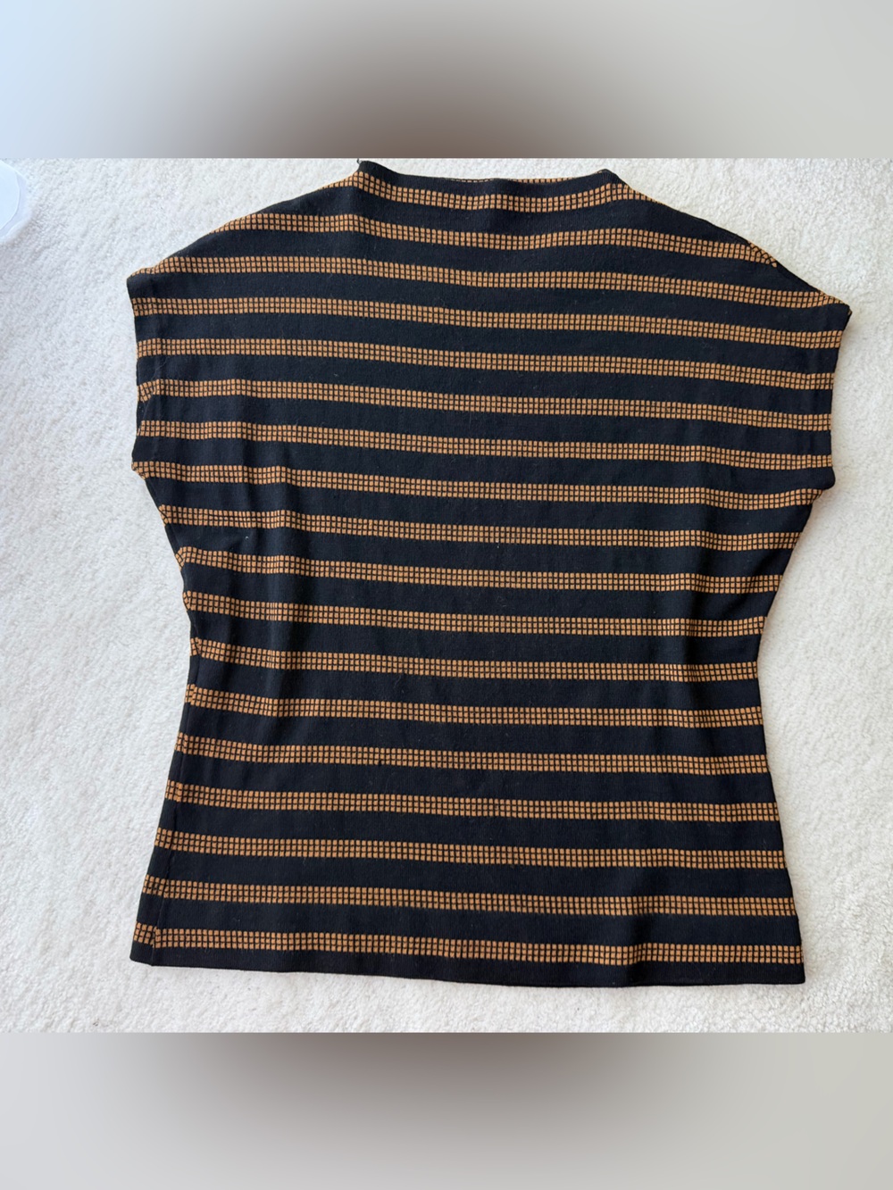 Marshall Field Italy Black & Brown Striped Women's Knit Top